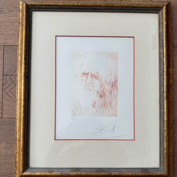 Salvador Dali 1968 Leonardo Da Vinchi Hand Signed Original Etching Painting - Picture 1 of 3